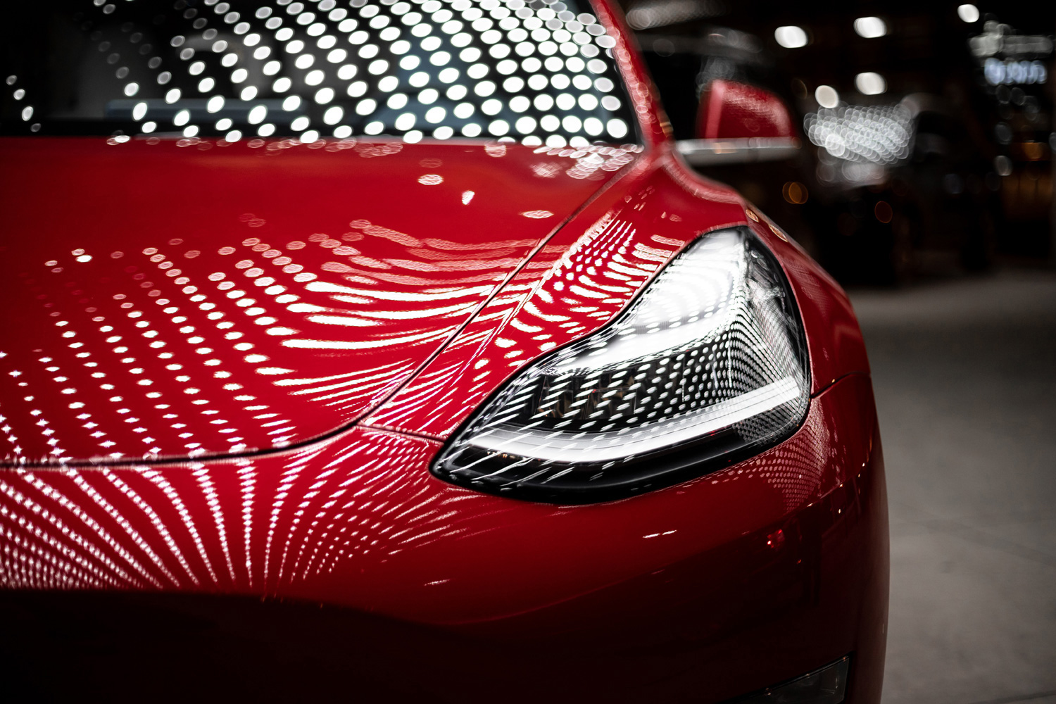 red tesla model 3